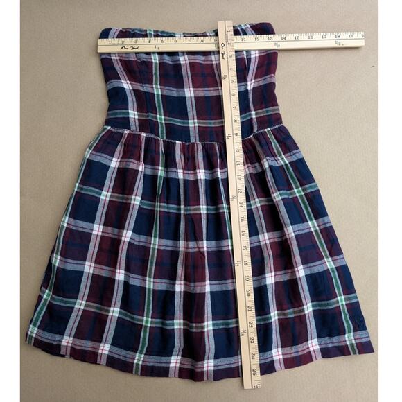 abercrombie & fitch strapless tartan plaid flannel dress medium nwt - Picture 6 of 8